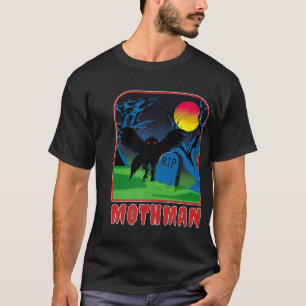 Cryptid Yellow Moon over Graveyard Mothman Folklor T-Shirt