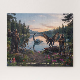 Cryptids | Bigfoot, Chupa, Mothman, Dogman Loch Jigsaw Puzzle
