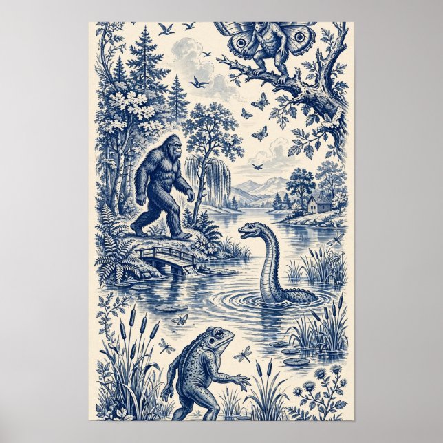 Cryptids of North America — Toile Pattern Poster (Front)