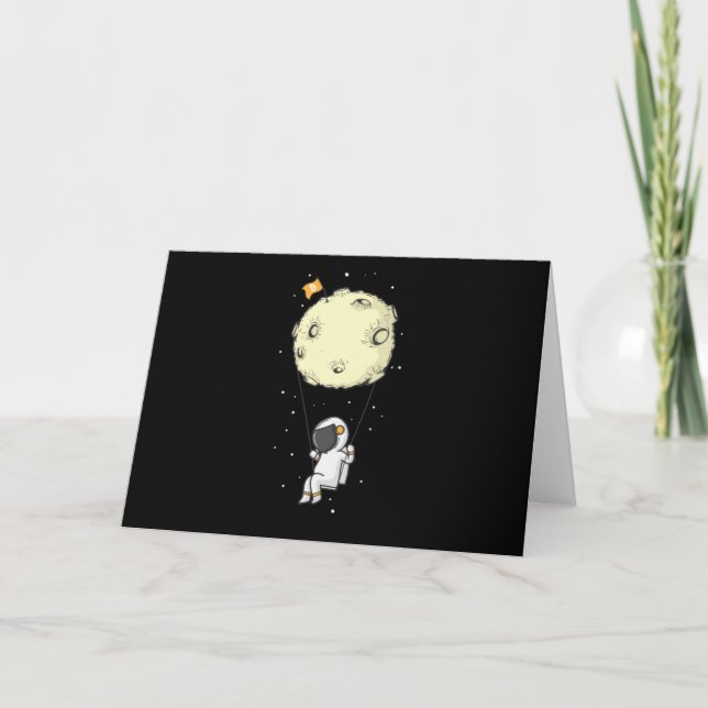 Crypto Bitcoin Astronaut schaukelt am Mond Card (Front)