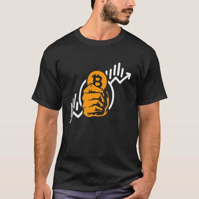 Crypto Bitcoin Coin Rise Symbol Blockchain Invest  T-Shirt (Front)