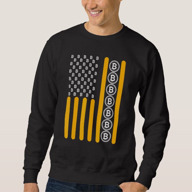 Crypto Bitcoin Cryptocurrency Blockchain Hodl Flag Sweatshirt (Front)