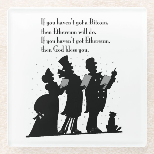 Crypto Christmas Carol Glass Coaster (Front)