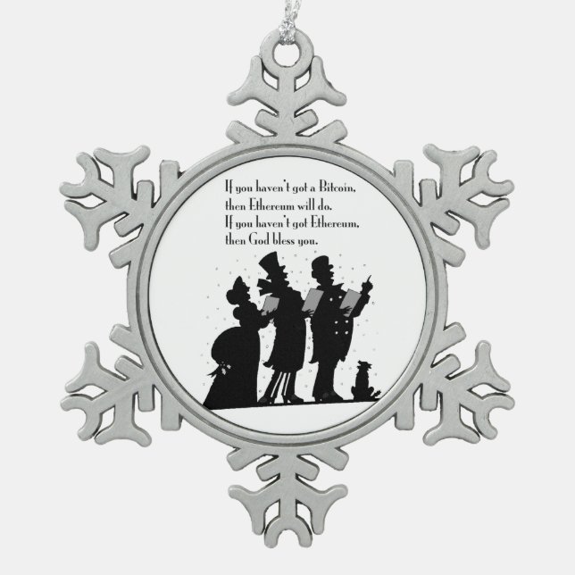 Crypto Christmas Carol Snowflake Pewter Christmas Ornament (Front)