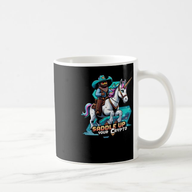 Crypto Cowboy Unicorn Sticker  Coffee Mug (Right)