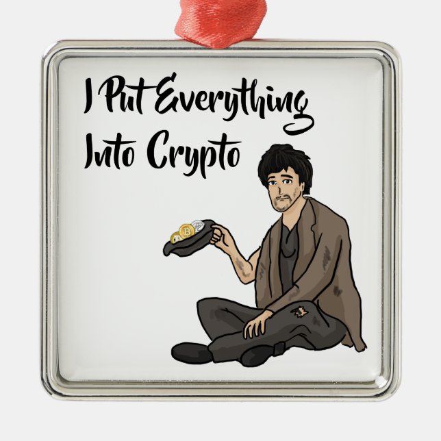 Crypto Currency Cautionary Tale Metal Tree Decoration (Front)