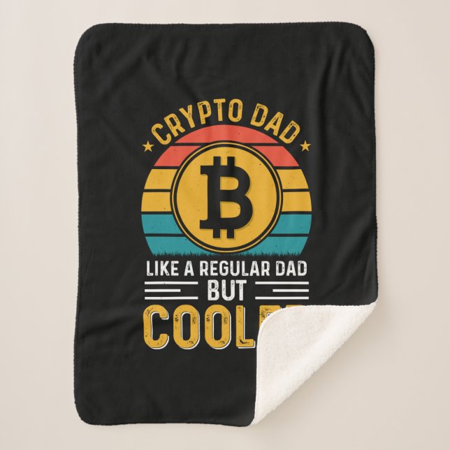 Crypto Dad Retro Sunset Sherpa Blanket (Front)