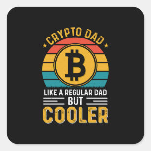Crypto Dad Retro Sunset Square Sticker