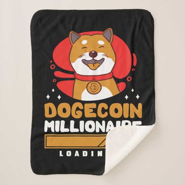 Crypto DogeCoin Millionaire Loading Sherpa Blanket (Front)