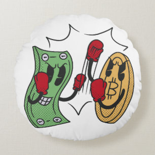 Crypto Fight Club Round Cushion