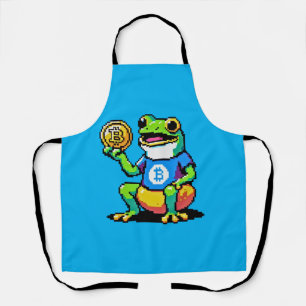 Crypto Frog - Funny Pixel Art Digital Currency Apron