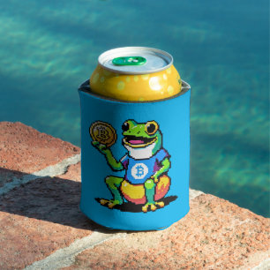 Crypto Frog - Funny Pixel Art Digital Currency Can Cooler