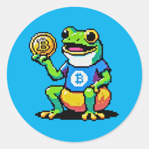 Crypto Frog - Funny Pixel Art Digital Currency Classic Round Sticker