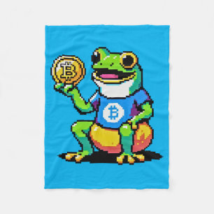 Crypto Frog - Funny Pixel Art Digital Currency Fleece Blanket