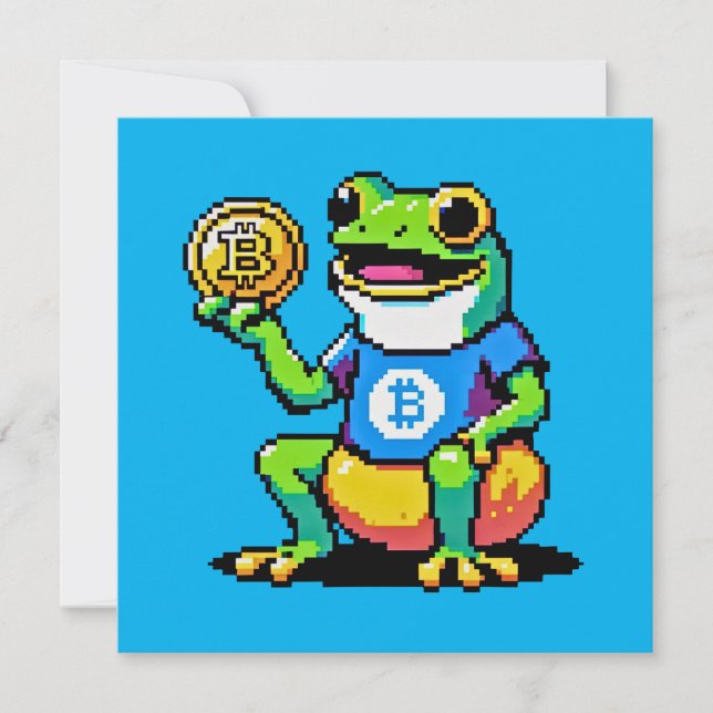 Crypto Frog - Funny Pixel Art Digital Currency Invitation (Front)