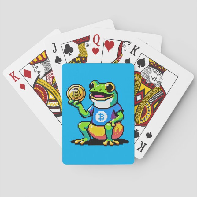 Crypto Frog - Funny Pixel Art Digital Currency Playing Cards (Back)