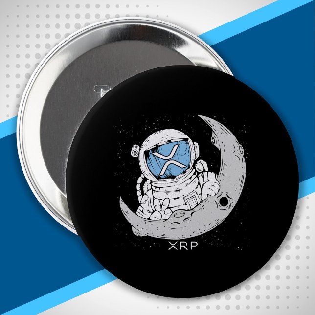 Crypto Meme XRP Cryptocurrency Cute Astronaut Moon 10 Cm Round Badge (Creator Uploaded)