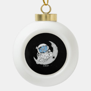 Crypto Meme XRP Cryptocurrency Cute Astronaut Moon Ceramic Ball Christmas Ornament