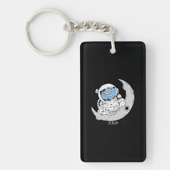Crypto Meme XRP Cryptocurrency Cute Astronaut Moon Key Ring (Front)