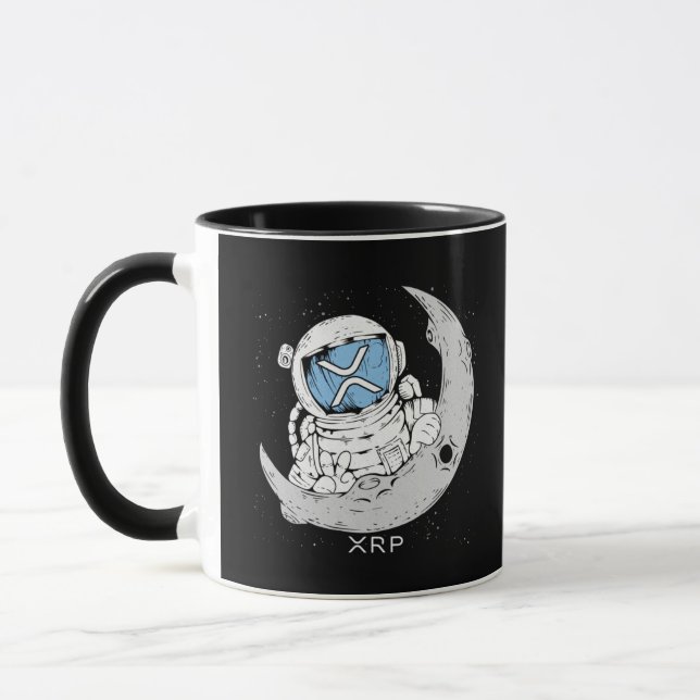 Crypto Meme XRP Cryptocurrency Cute Astronaut Moon Mug (Left)