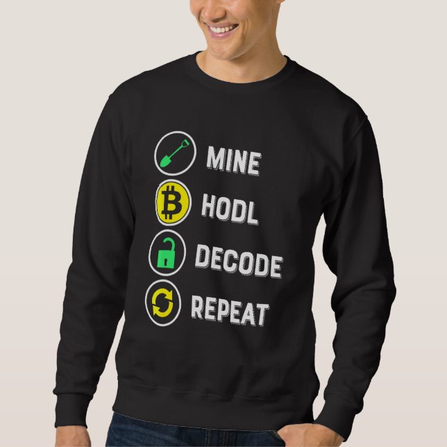 Crypto Mining - Mine Hodl Decode Repeat Crypto Min Sweatshirt (Front)