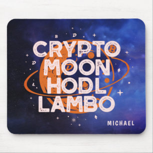 Crypto Moon Hodl Lambo Space Personalised Name Mouse Pad