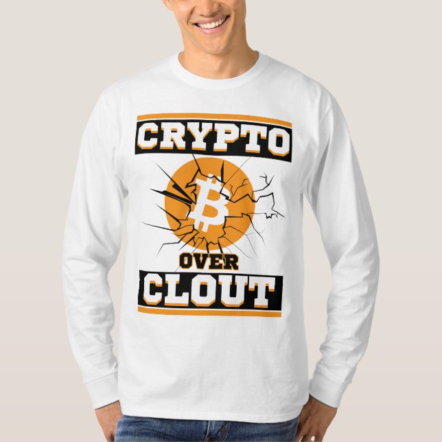 Crypto Over Clout™ Bitcoin Assets Over Algorithms T-Shirt (Front)