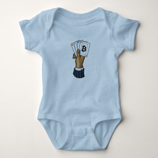 Crypto Poker Hand Baby Bodysuit (Front)