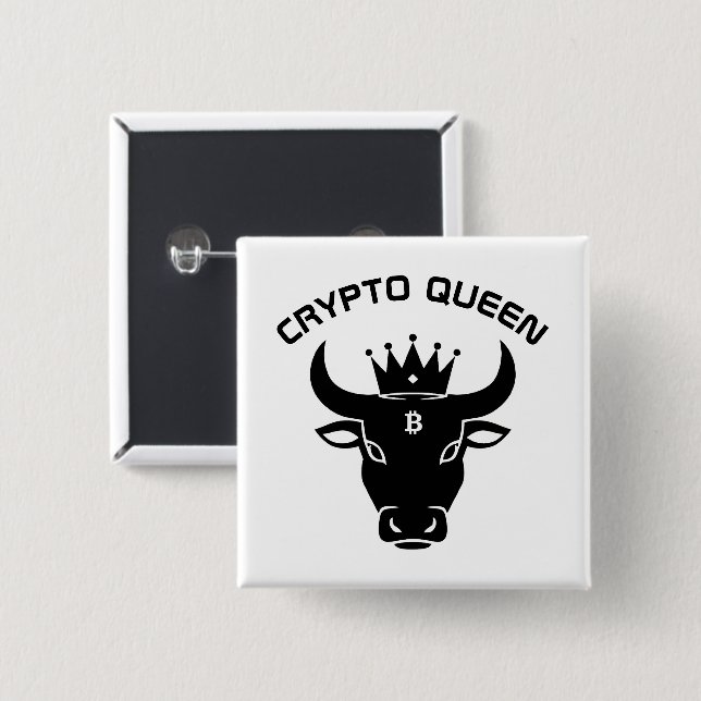 Crypto Queen Personalised White 15 Cm Square Badge (Front & Back)