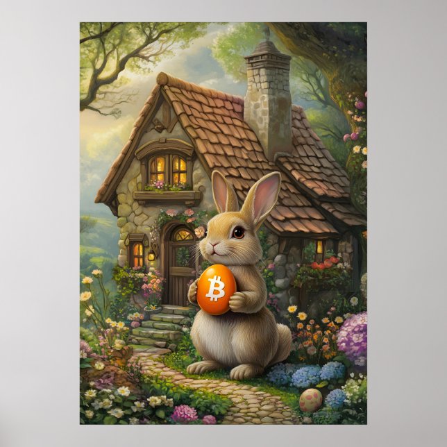Crypto Rabbit Hole Easter Bunny Painting Poster (Front)