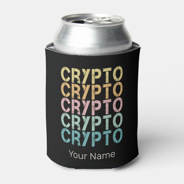 Crypto Retro Lettering Design For Cryptocurrency Can Cooler (Can Front)