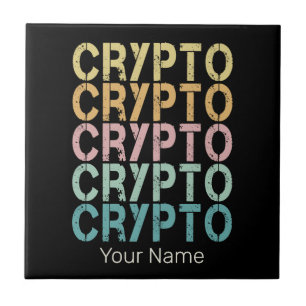 Crypto Retro Lettering Design For Cryptocurrency Ceramic Tile