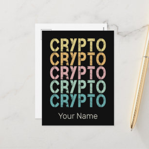Crypto Retro Lettering Design For Cryptocurrency Holiday Postcard