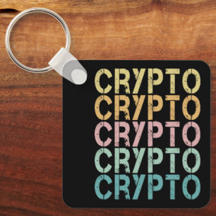 Crypto Retro Lettering Design For Cryptocurrency Key Ring