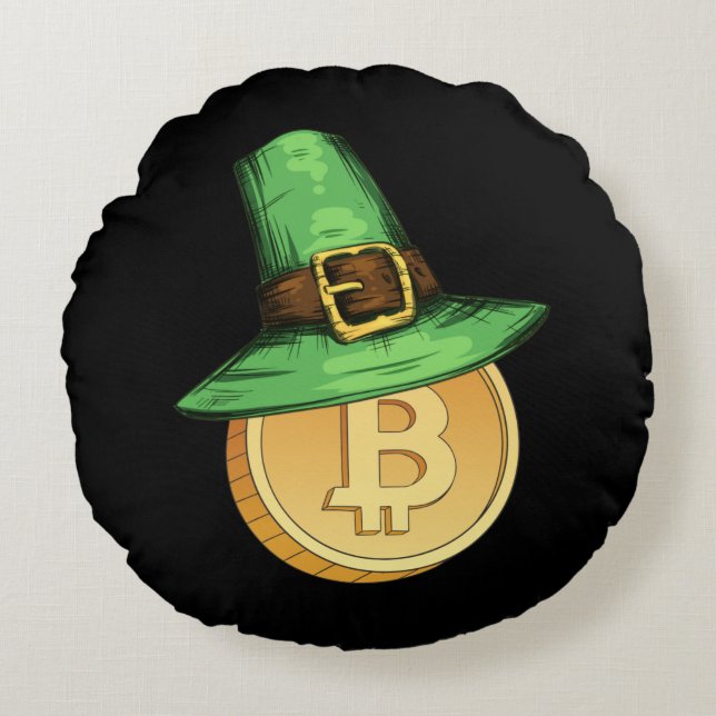 Crypto St Patrick Coin Round Cushion (Front)