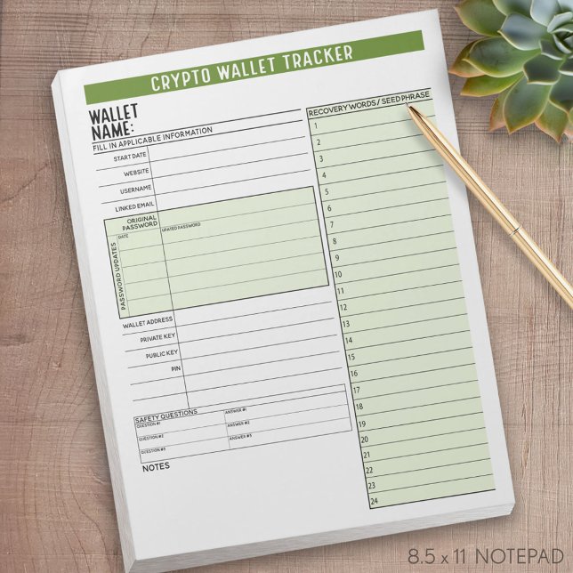 Crypto Wallet Password Keeper Recovery Seed Phrase Notepad (Creator Uploaded)