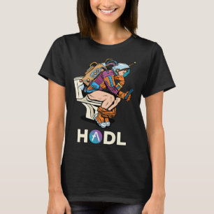 Cryptocurrency Aave HODL Space Man On Toilet Merch T-Shirt