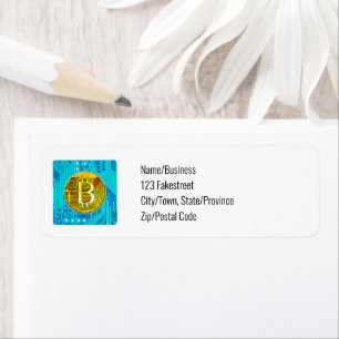 Cryptocurrency Bitcoin and Circuit Board Return Address Label