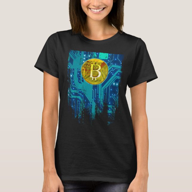 Cryptocurrency Bitcoin and Circuit Board  T-Shirt (Front)