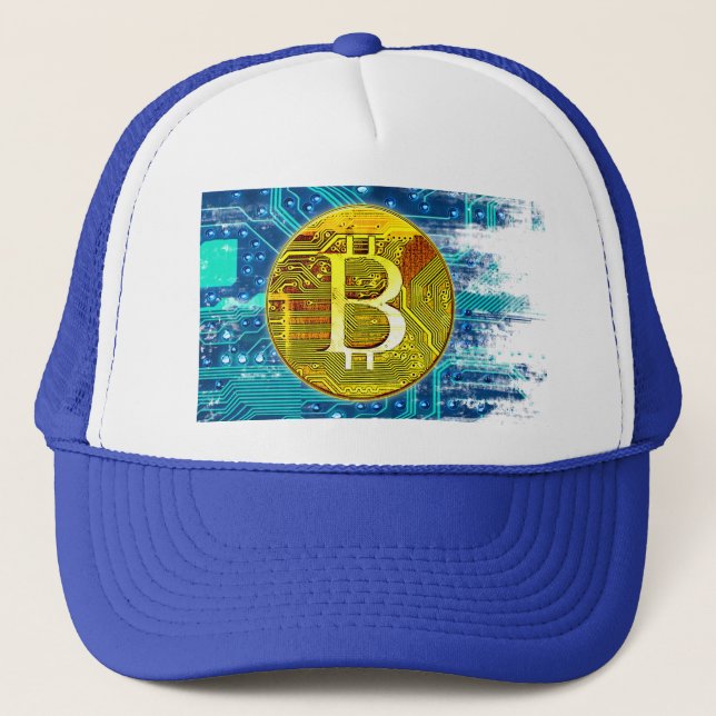 Cryptocurrency Bitcoin & Chip Trucker Hat (Front)