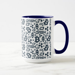 Cryptocurrency Blue and White Pattern Mug