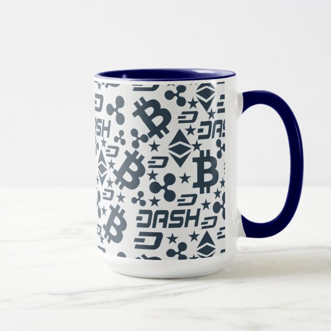 Cryptocurrency Blue Money Pattern Mug (Right)