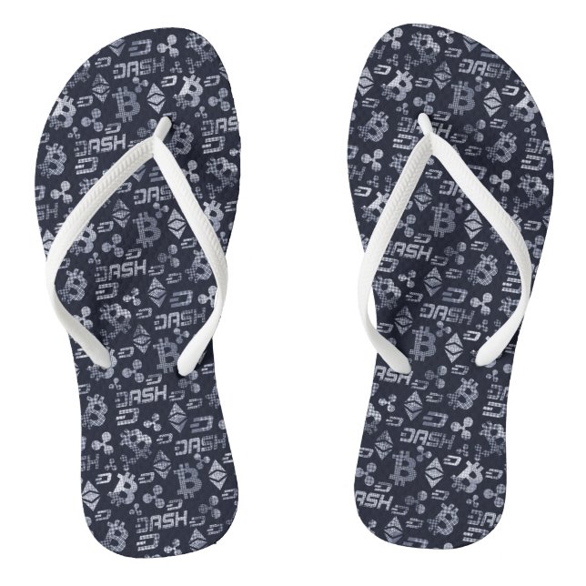 Cryptocurrency Blue Money Pattern Thongs (Footbed)
