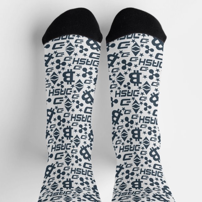 Cryptocurrency Blue Pattern Socks (Top)