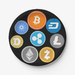 CRYPTOCURRENCY COINS PAPER PLATE