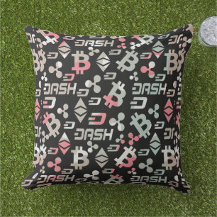 Cryptocurrency Colourful Money Pattern Cushion