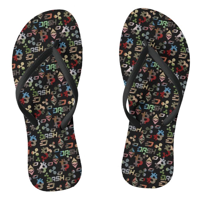 Cryptocurrency Colourful Money Pattern Thongs (Footbed)