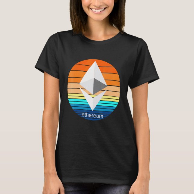 Cryptocurrency Ether Blockchain Etereum Retro Suns T-Shirt (Front)