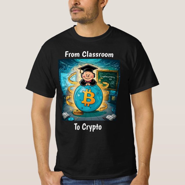 Cryptocurrency Graduation Personalised Black T-Shirt (Front)