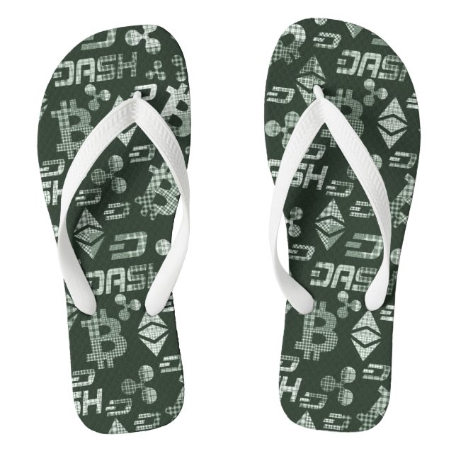 Cryptocurrency Green Money Pattern Thongs (Footbed)